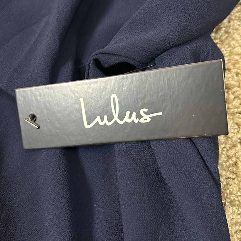 NWT Lulu’s | Shifting Dears Long Sleeve Dress Navy Blue XS - Picture 9 of 11